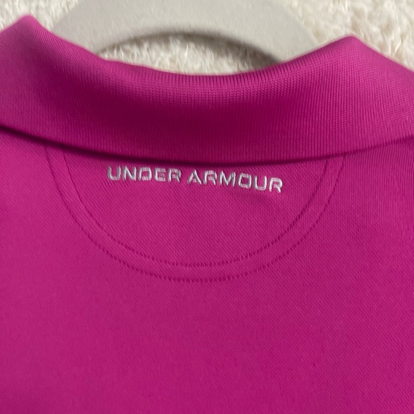 Under Armour pink button polo. Cool wear material. Size  medium. - Picture 7 of 8